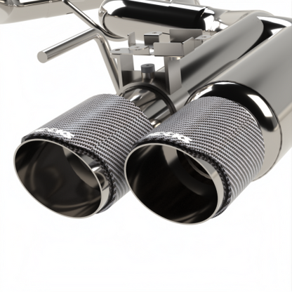 Kooks 18-24 Ford Mustang GT 5.0 3in. Valved Shotgun Cat-Back Exhaust - Carbon Tips
