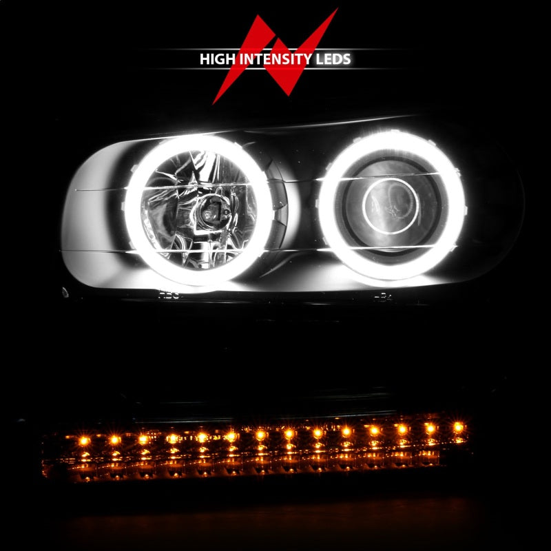 ANZO 2002-2009 Chevrolet Trailblazer Projector Headlights w/ Halo Black - Striker Modified