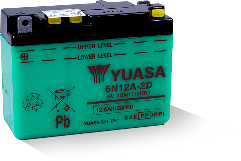 Yuasa 6N12A-2D Conventional 6 Volt Battery - Striker Modified