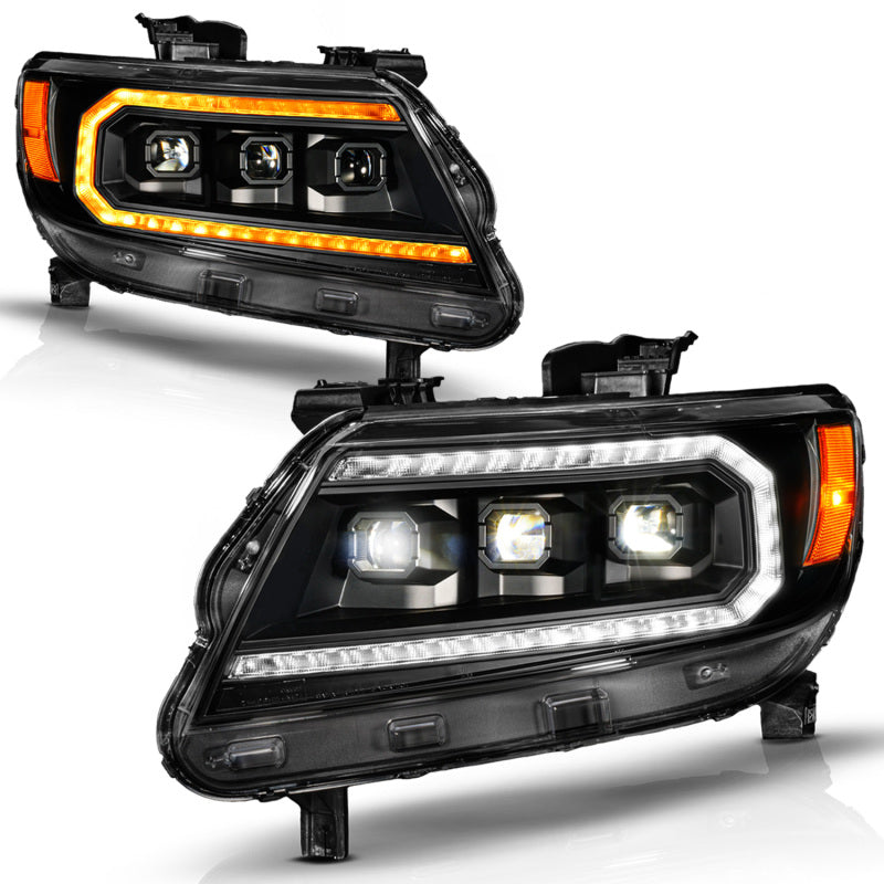 ANZO 15-22 Chevy Colorado Blk Housing Full LED DRL Projector Headlight w/ Sequential Light Bar - Striker Modified