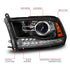 ANZO 09-18 Dodge Ram 1500/2500/3500 LED Plank Style Headlights Switchback + Sequential - Matte Black - Striker Modified