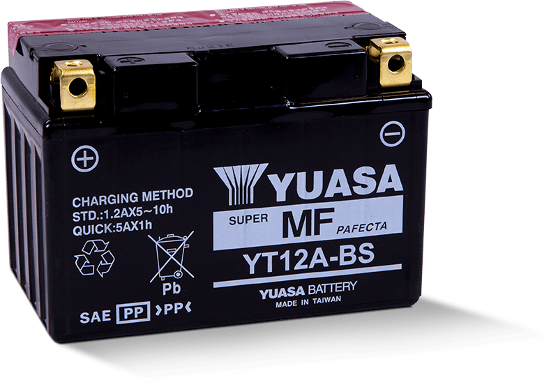Yuasa YT12A-BS Maintenance Free AGM 12 Volt Battery (Bottle Supplied) - Striker Modified
