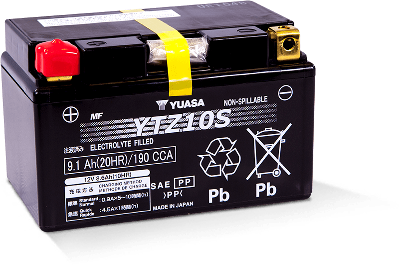 Yuasa YTZ10S Maintenance Free AGM 12 Volt Battery - Striker Modified