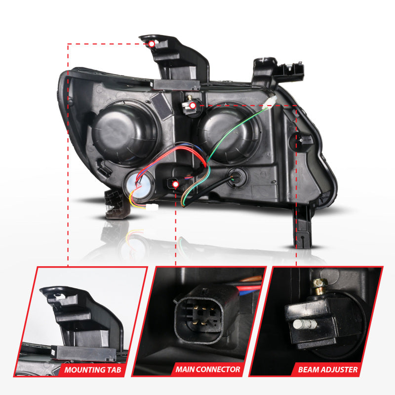 ANZO 15-22 Chevy Colorado Blk Housing Full LED DRL Projector Headlight w/ Sequential Light Bar - Striker Modified