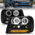 ANZO 2002-2009 Chevrolet Trailblazer Projector Headlights w/ Halo Black - Striker Modified