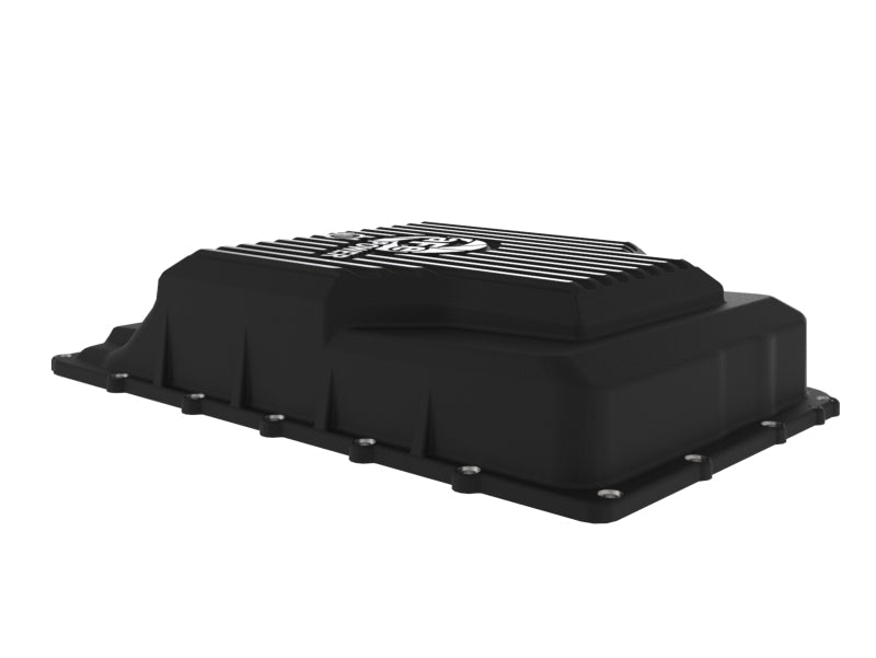 aFe 17-24 Ford F-150 10R60/10R80 Pro Series Rear Transmission Pan Black w/ Machined Fins - Striker Modified