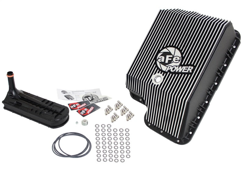 afe Transmission Pan (Black); Ford Diesel Trucks 03-10 V8-6.0/6.4L (td) - Striker Modified