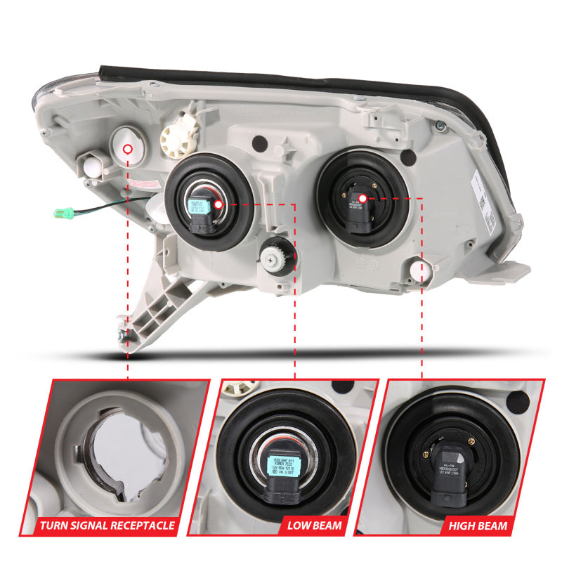 ANZO 06-09 Toyota 4 Runner Projector Headlights Plank Style - Black - Striker Modified