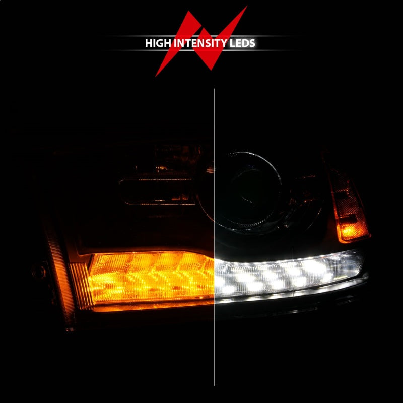 ANZO 09-18 Dodge Ram 1500/2500/3500 LED Plank Style Headlights Switchback + Sequential - Matte Black - Striker Modified