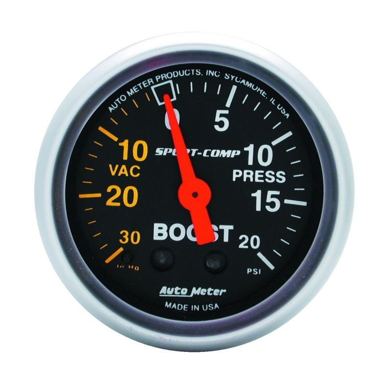 Autometer Sport-Comp 52mm 20 PSI Mechanical Boost Gauge - Striker Modified
