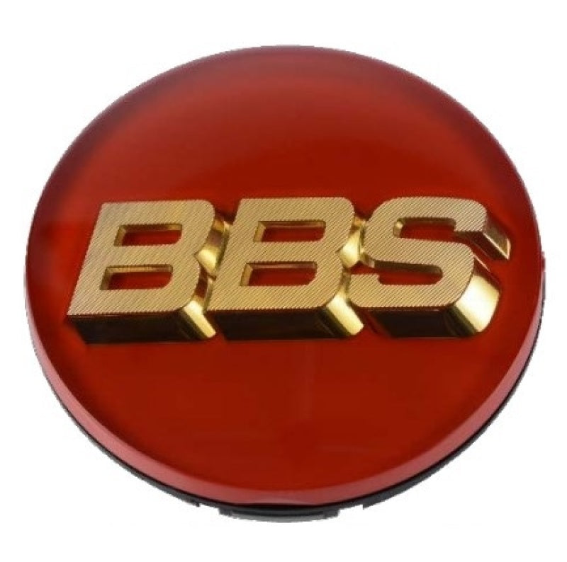 BBS Center Cap - 70mm Red w/ Gold 3D Logo (4-tab) - Striker Modified