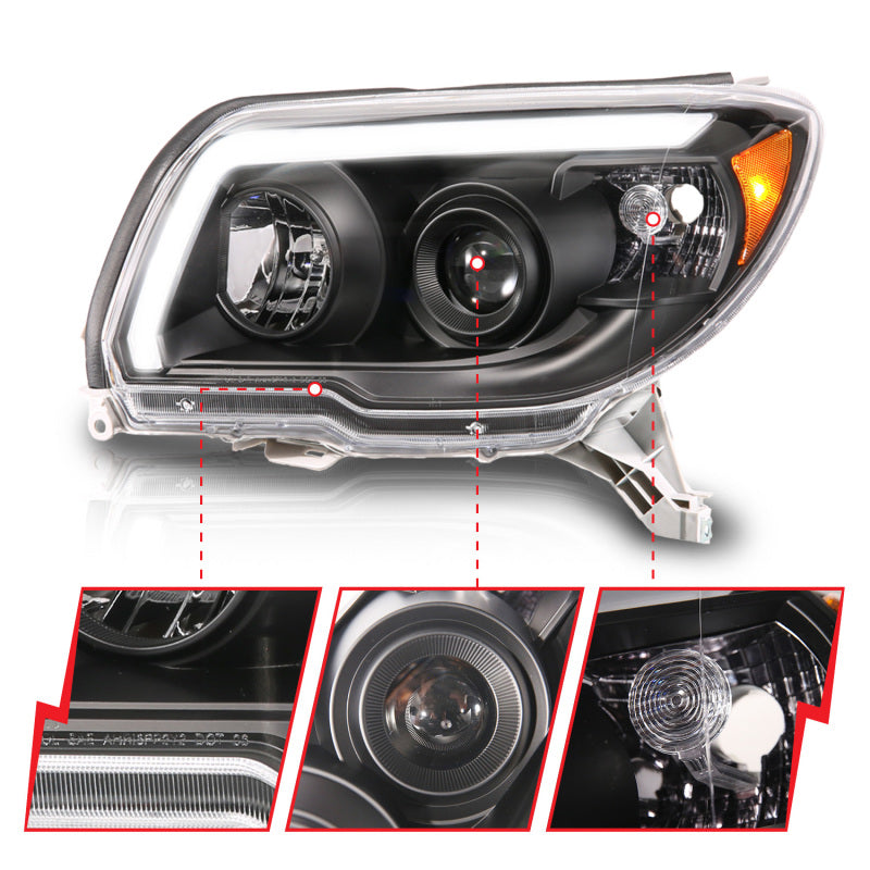 ANZO 06-09 Toyota 4 Runner Projector Headlights Plank Style - Black - Striker Modified