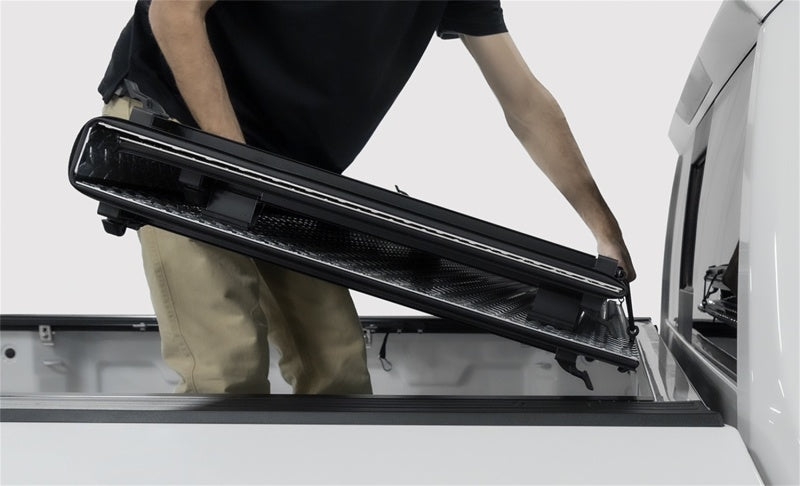 Access LOMAX Tri-Fold Cover Black Urethane Finish 19+ Chevrolet Silverado 1500 - 6ft 6in Bed - Striker Modified