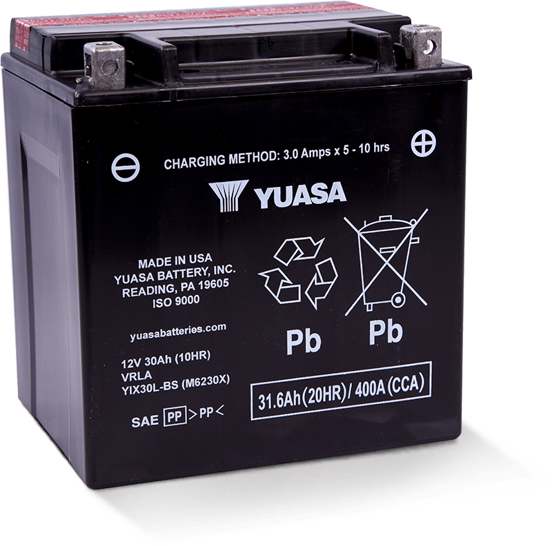 Yuasa YIX30L-BS-PW High Performance Maintenance Free AGM 12 Volt Battery (Bottle Supplied) - Striker Modified