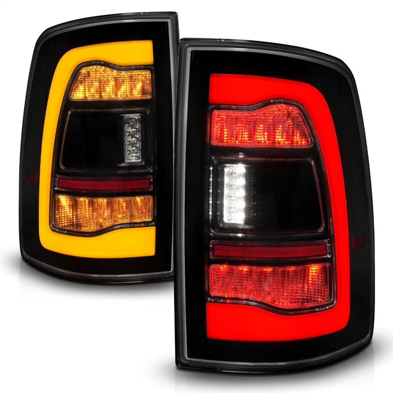 ANZO 09-18 Dodge Ram 1500 Sequential LED Taillights Smoke Black w/Switchback Amber Signal - Striker Modified