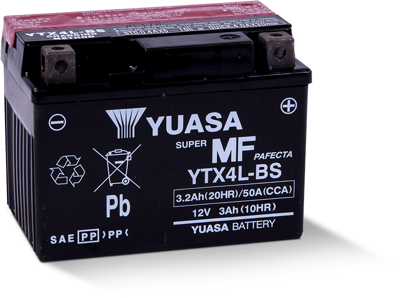 Yuasa YTX4L-BS Maintenance Free AGM 12 Volt Battery (Bottle Supplied) - Striker Modified
