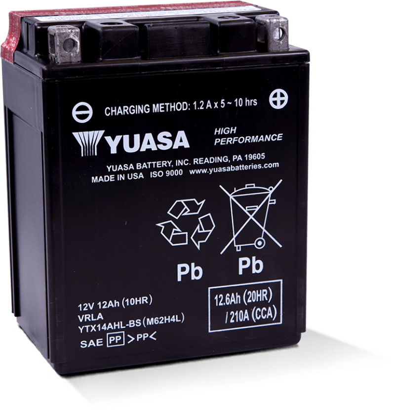 Yuasa YTX14AHL-BS High Performance AGM 12 Volt Battery (Bottle Supplied) - Striker Modified