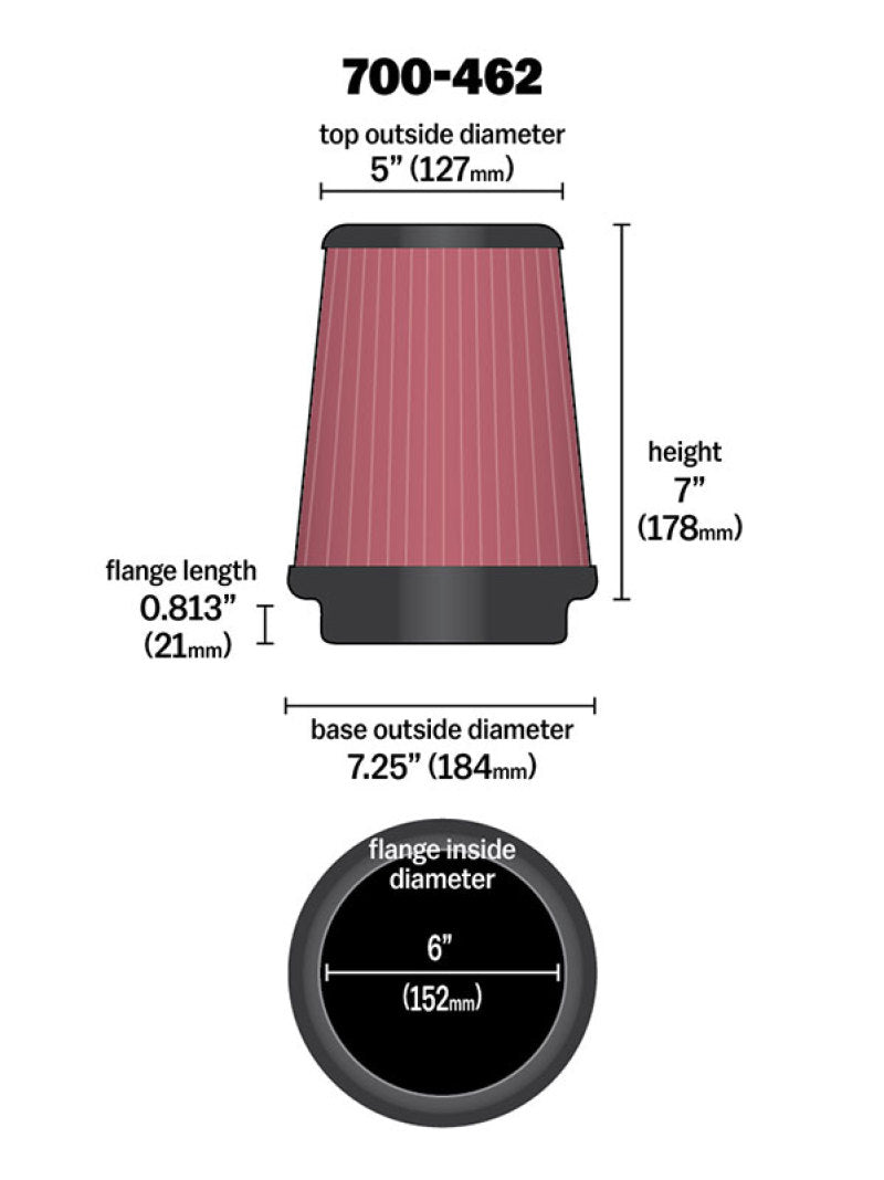 Airaid Universal Air Filter - Cone 6 x 7-1/4 x 5 x 7 - Striker Modified