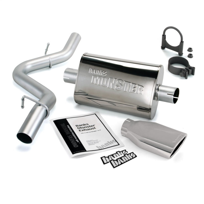 Banks Power 97-99 Jeep 2.5/4.0L Wrangler Slip Fit Cat Monster Exh Sys - SS Single Exh w/ Chrome Tip - Striker Modified