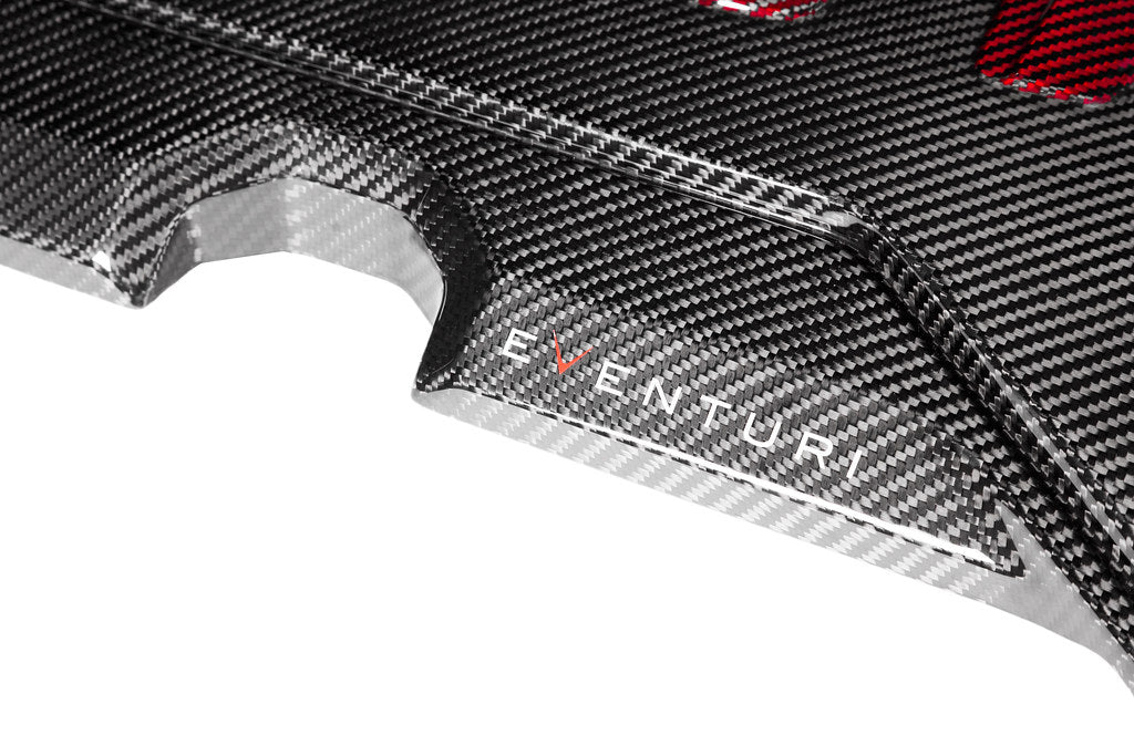 Eventuri Audi 8Y / 8V RS3 / 8S TTRS Black Carbon and Red Kevlar Engine Cover