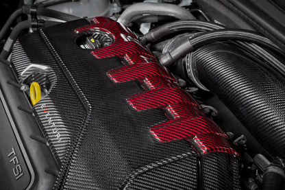 Eventuri Audi 8Y / 8V RS3 / 8S TTRS Black Carbon and Red Kevlar Engine Cover