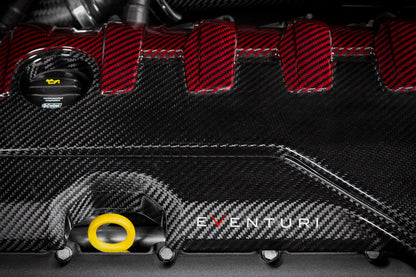 Eventuri Audi 8Y / 8V RS3 / 8S TTRS Black Carbon and Red Kevlar Engine Cover
