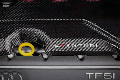 Eventuri Audi 8Y / 8V RS3 / 8S TTRS Black Carbon and Red Kevlar Engine Cover