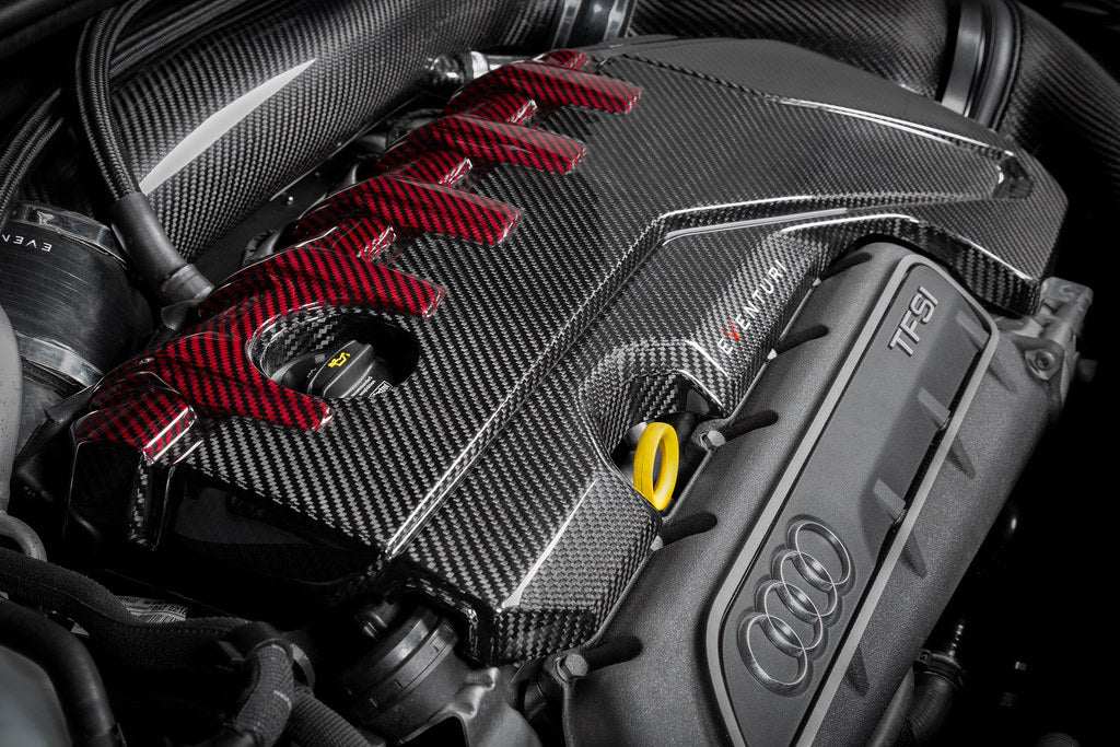 Eventuri Audi 8Y / 8V RS3 / 8S TTRS Black Carbon and Red Kevlar Engine Cover
