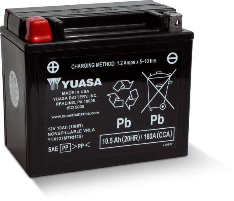 Yuasa YTX12 Maintenance Free AGM 12 Volt Battery - Striker Modified