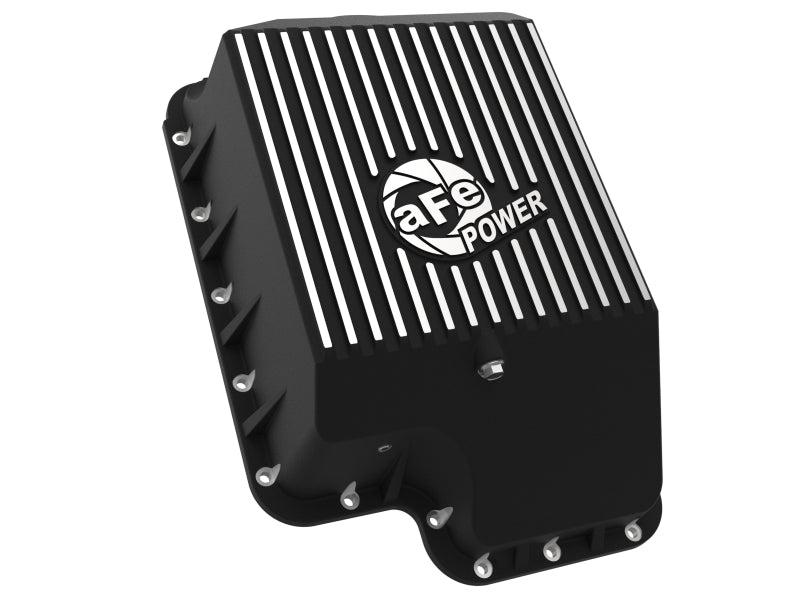 afe Transmission Pan (Black); Ford Diesel Trucks 03-10 V8-6.0/6.4L (td) - Striker Modified