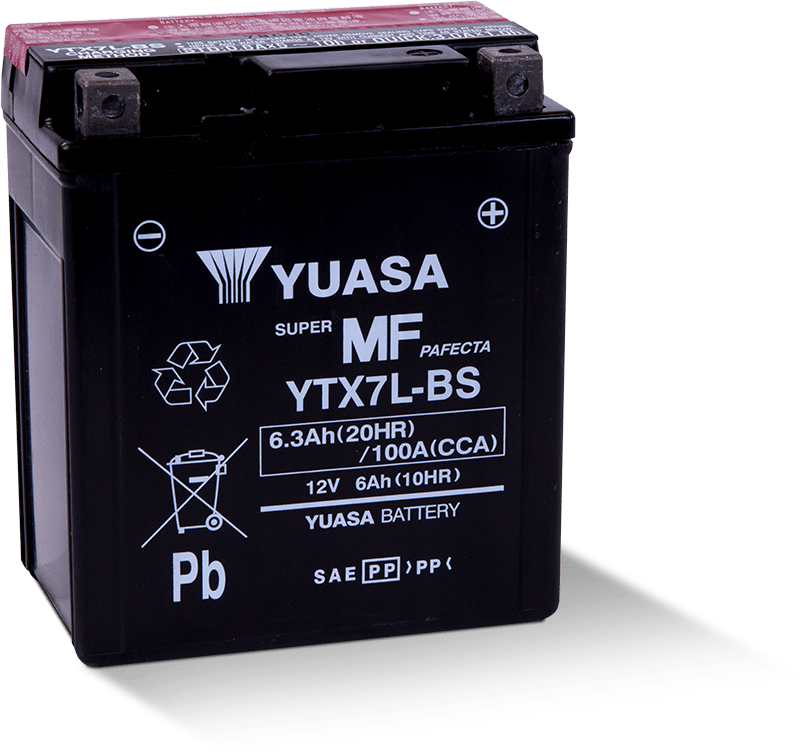 Yuasa YTX7L-BS Maintenance Free AGM 12 Volt Battery (Bottle Supplied) - Striker Modified
