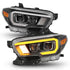 ANZO 2016-2017 Toyota Tacoma Projector Headlights w/ Plank Style Switchback Black w/ Amber w/ DRL - Striker Modified