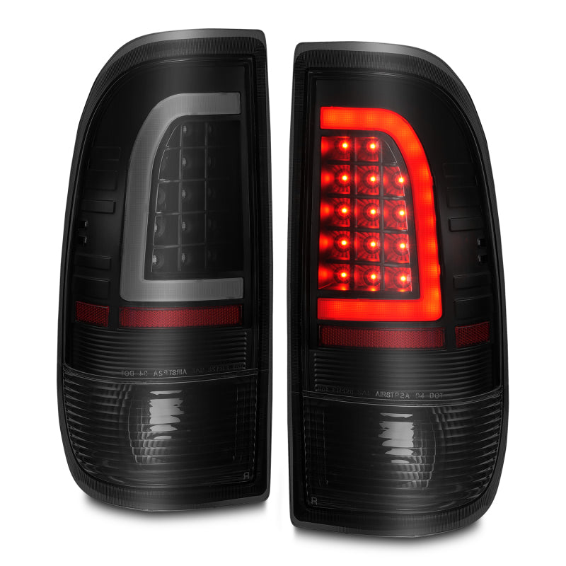 ANZO 1997-2003 Ford F-150 LED Tail Lights w/ Light Bar Black Housing Smoke Lens - Striker Modified