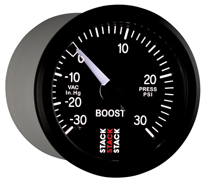 Autometer 52mm Stack Instruments -30INHG to +30PSI Mechanical Boost Gauge - Black - Striker Modified