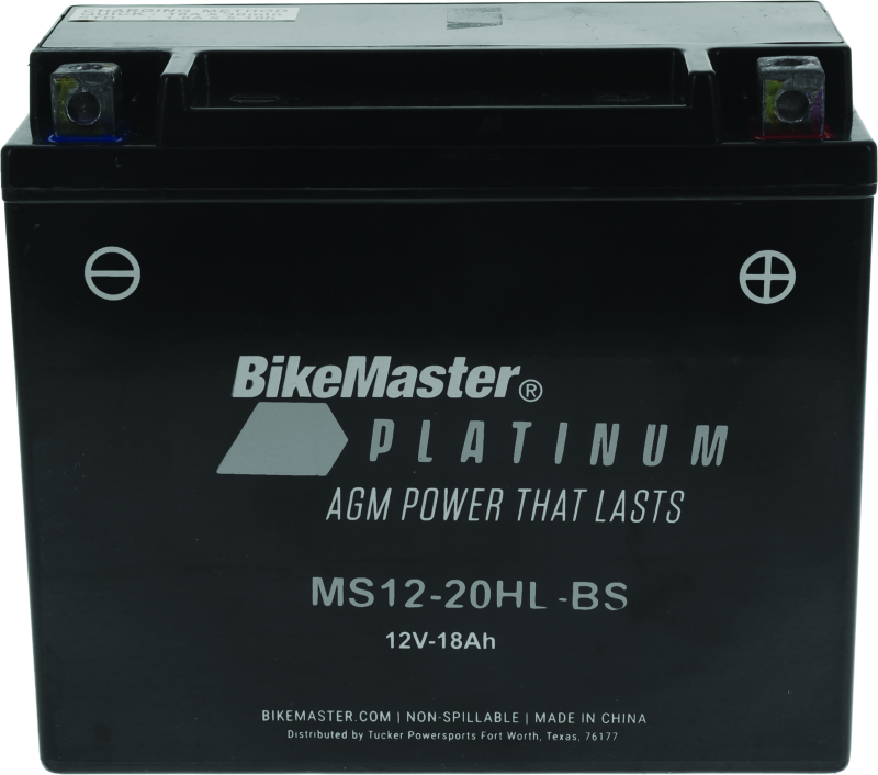 BikeMaster AGM Battery - MS12-20HL-BS - Striker Modified