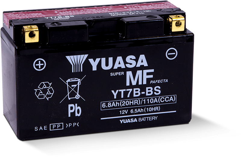 Yuasa YT7B-BS Maintenance Free AGM 12 Volt Battery (Bottle Supplied) - Striker Modified