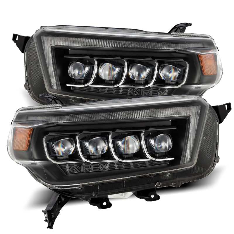 AlphaRex 10-13 Toyota 4Runner NOVA LED Projector Headlights Plank Style Black w/Seq Signal/DRL - Striker Modified