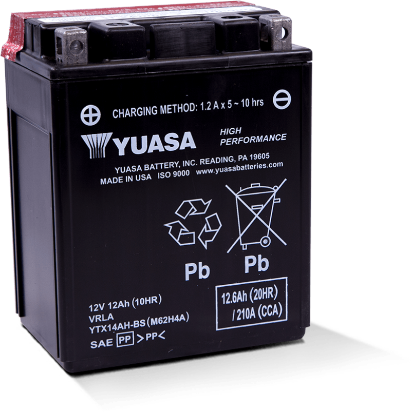Yuasa YTX14AH-BS High Performance AGM 12 Volt Battery (Bottle Supplied) - Striker Modified
