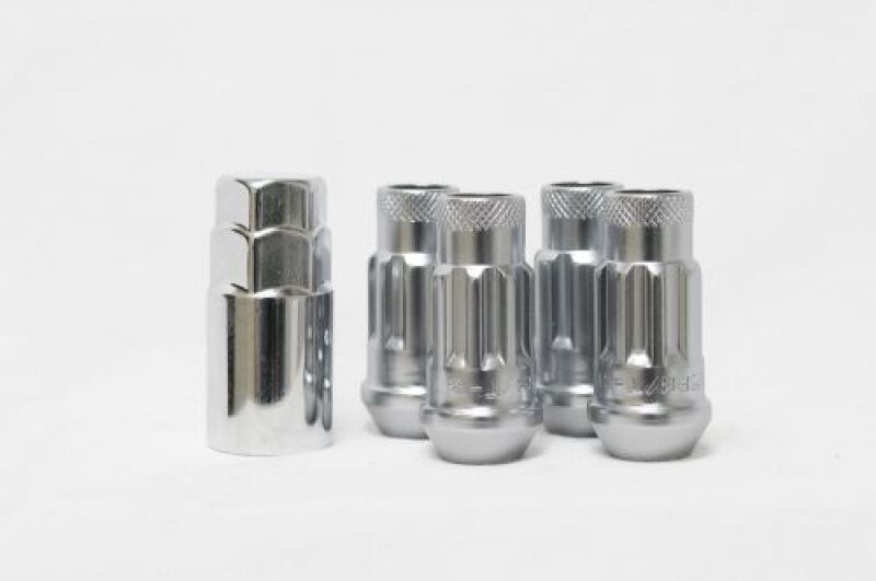 Wheel Mate 14x1.50 Monster Lug Satin Silver Locking Lug Nut  - Set of 4 - Striker Modified