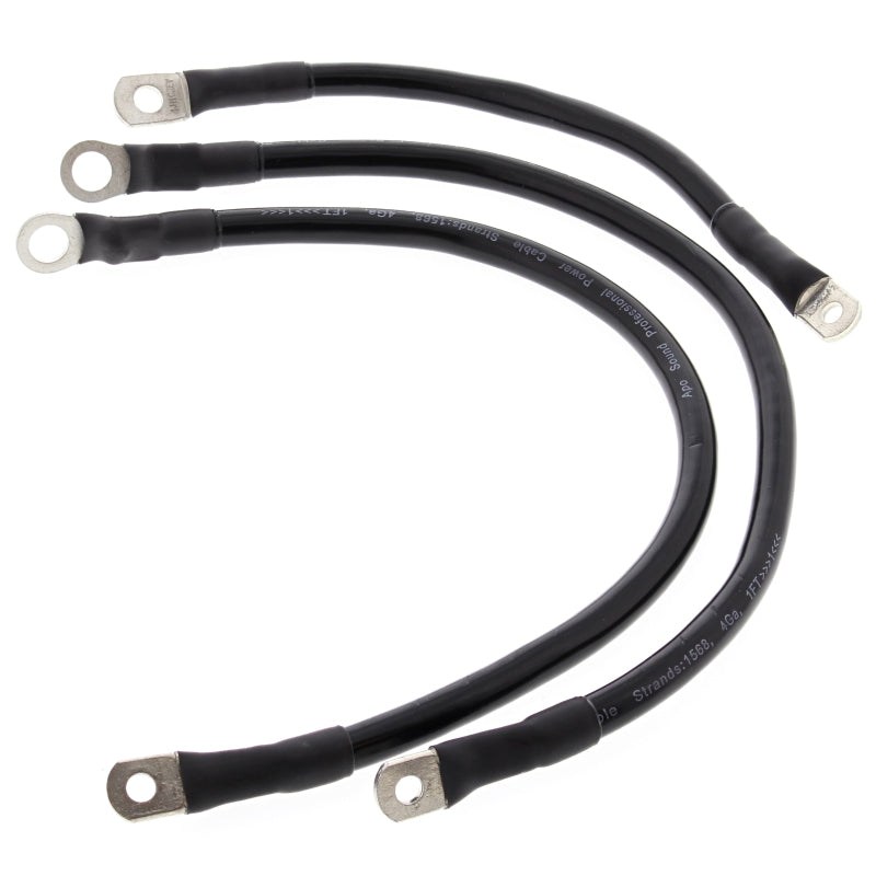 All Balls Racing 66-77 Harley FLH Electra Glide Battery Cable Kit Black - Striker Modified