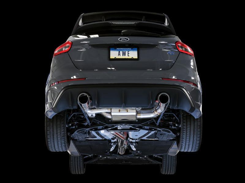 AWE Tuning Ford Focus RS SwitchPath Cat-back Exhaust - Chrome Silver Tips - Striker Modified