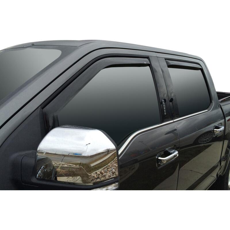 Westin 2015-2018 Ford F-150 SuperCrew Wade In-Channel Wind Deflector 4pc - Smoke - Striker Modified