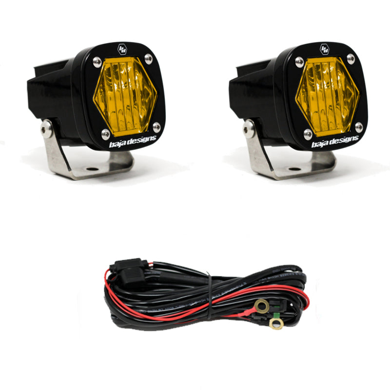Baja Designs S1 Amber Wide Cornering LED Light w/ Mounting Bracket Pair - Striker Modified