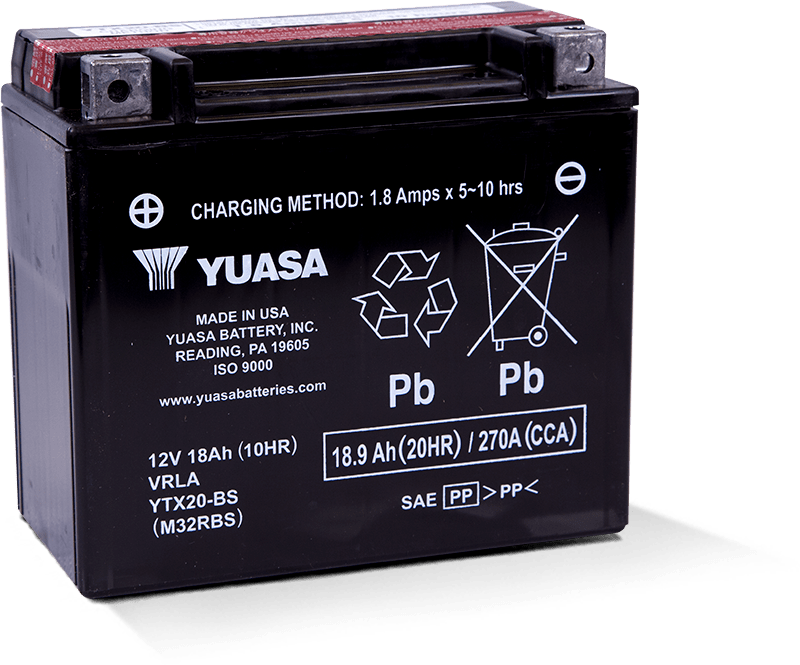 Yuasa YTX20-BS Maintenance Free AGM 12 Volt Battery (Bottle Supplied) - Striker Modified