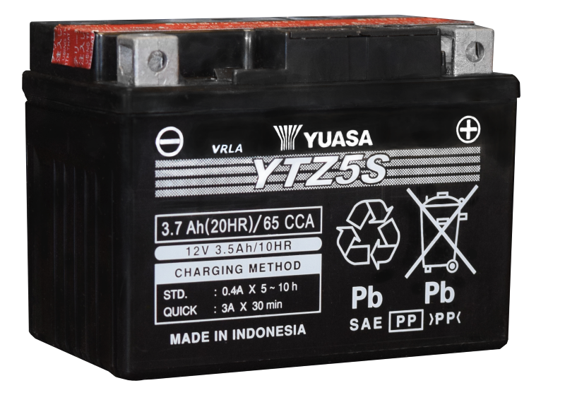Yuasa YTZ5S-BS Maintenance Free AGM 12 Volt Battery (Bottle Supplied) - Striker Modified