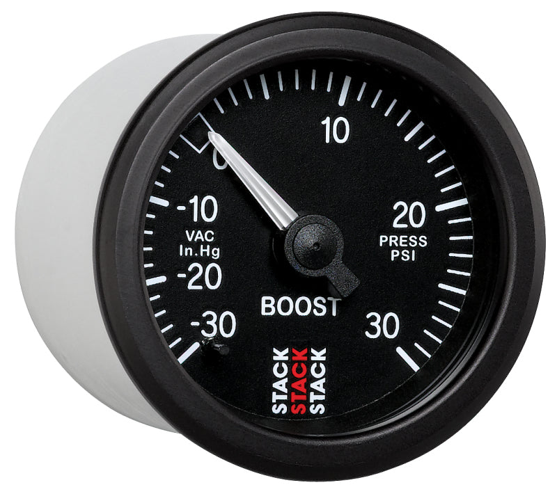 Autometer 52mm Stack Instruments -30INHG to +30PSI Mechanical Boost Gauge - Black - Striker Modified