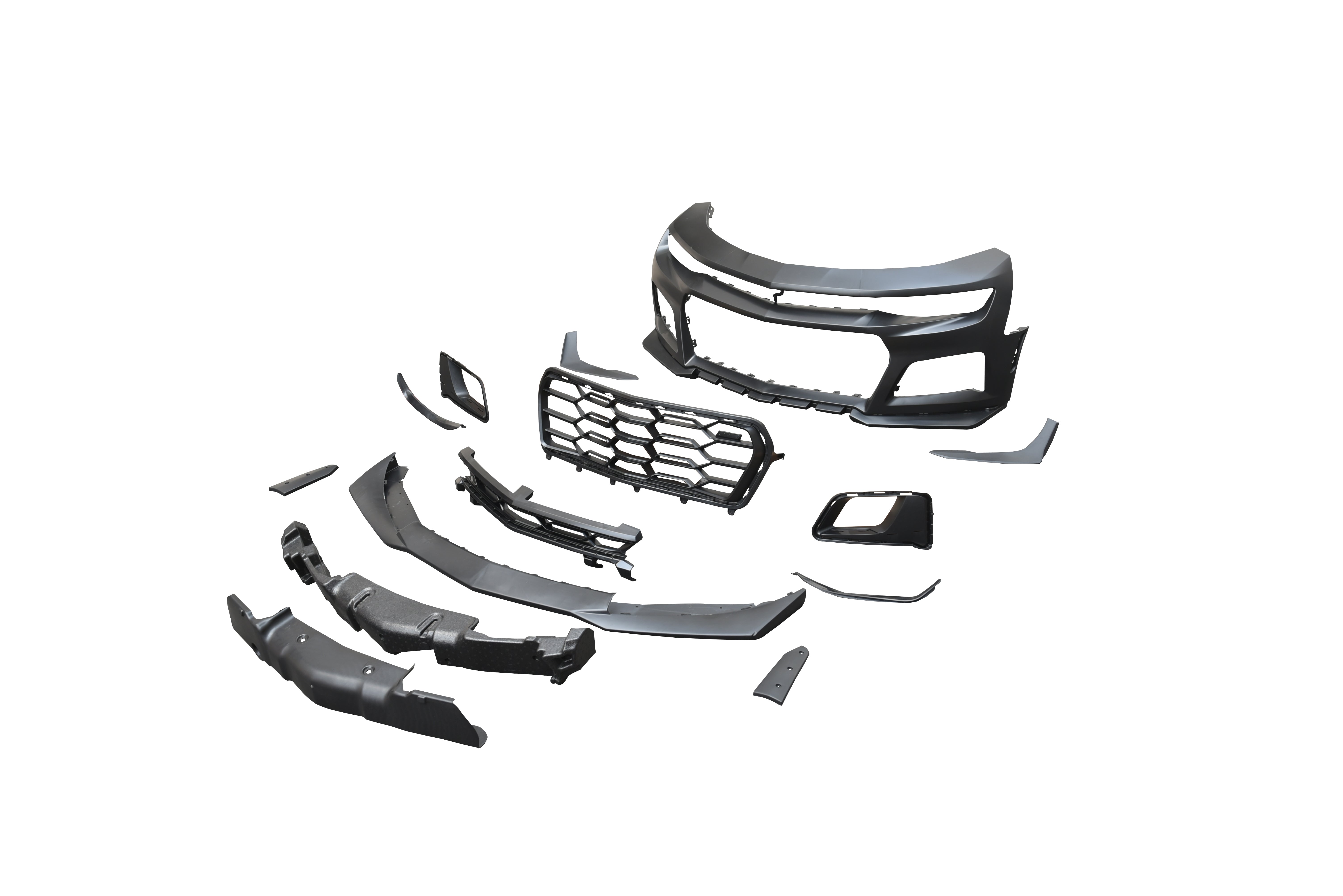 2019-2025 Chevy Camaro ZL1 1LE Track Package Front Bumper Conversion 13pcs Full Kit Flat BLK for Non-RS Headlights