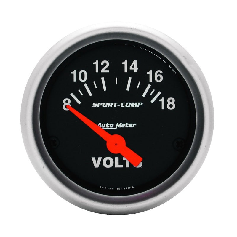 Autometer Sport-Comp 52mm 8-18 Volt Electronic Voltmeter Gauge - Striker Modified