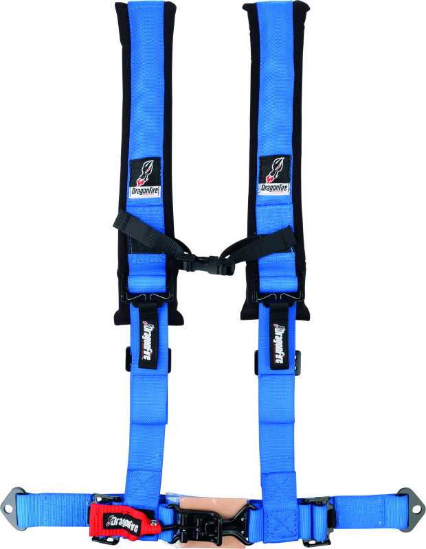 DragonFire Racing Harness- H-Style- 4-Point- 2in Buckle- Blue - Striker Modified