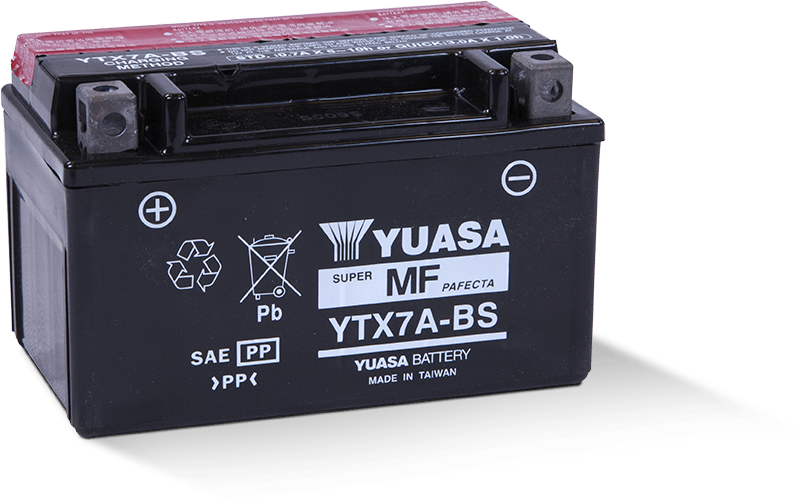 Yuasa YTX7A-BS Maintenance Free AGM 12 Volt Battery (Bottle Supplied) - Striker Modified
